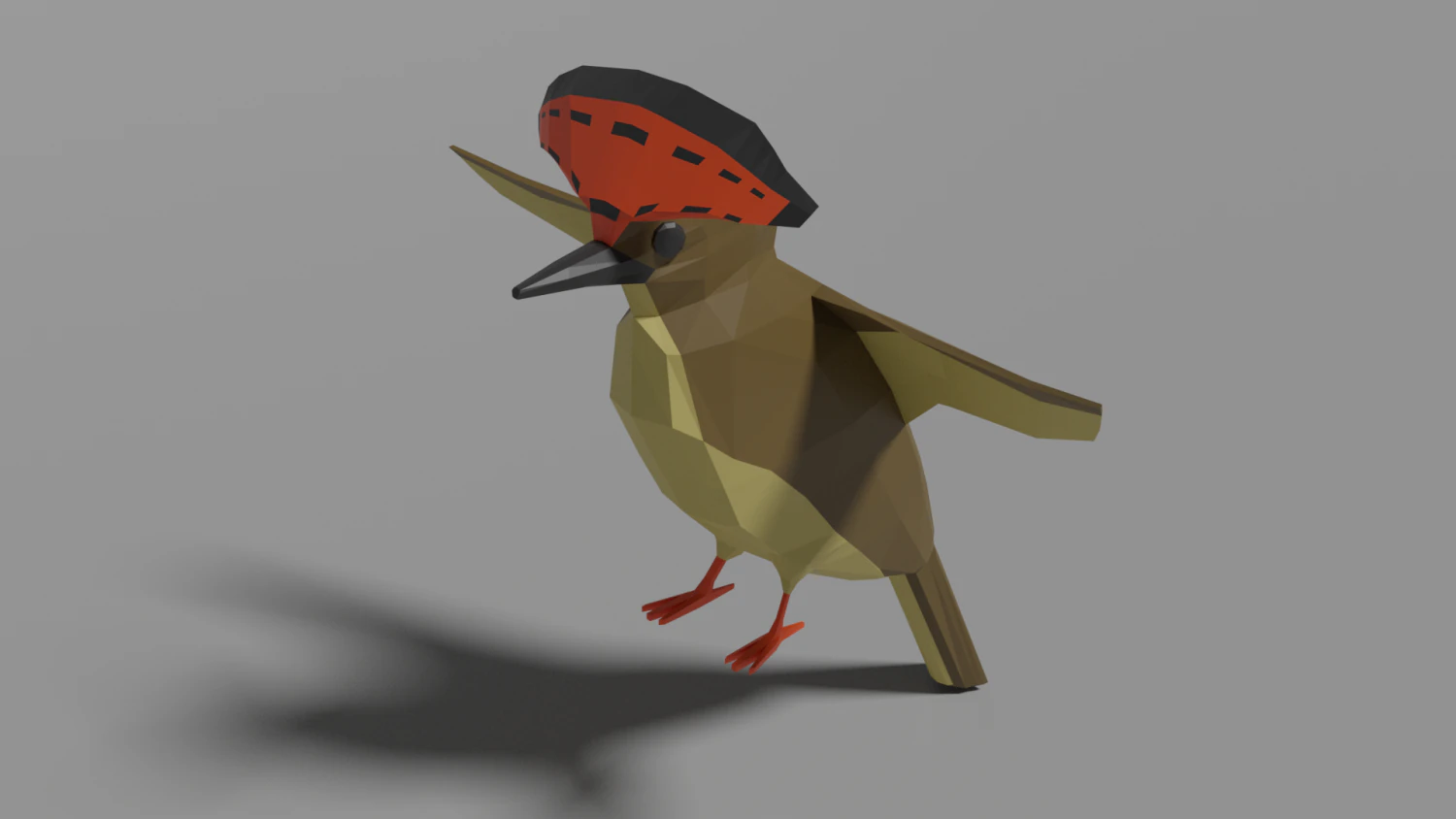 low poly royal flycatcher 3D Model .c4d .max .obj .3ds .fbx .stl .blend