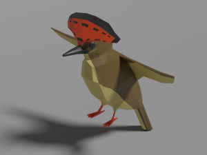 low poly royal flycatcher 3D Model