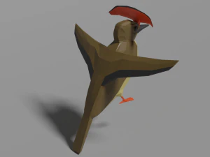 low poly royal flycatcher 3D Model