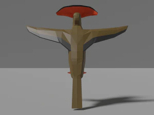 low poly royal flycatcher 3D Model