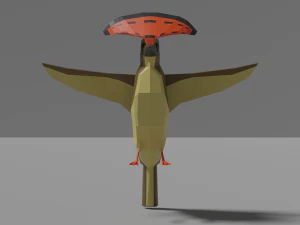 low poly royal flycatcher 3D Model
