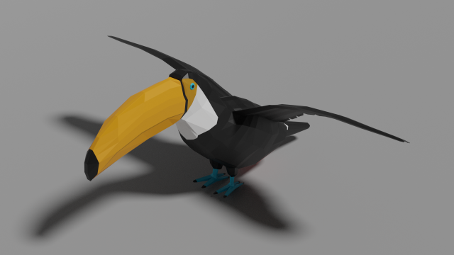 low poly toucan 3D Model .c4d .max .obj .3ds .fbx .stl .blend 