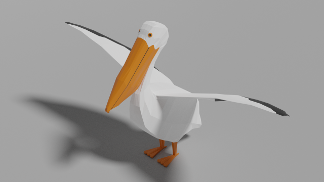 low poly pelican 3D मॉडल .c4d .max .obj .3ds .fbx .stl .blend 