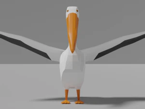 низкополигональный пеликан 3D Модель