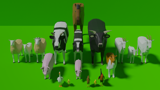 low poly farm collection 3D Model .c4d .max .obj .3ds .fbx .stl .blend 