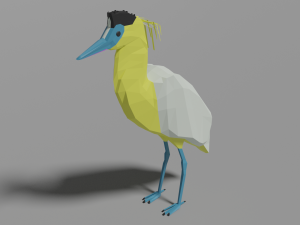 low poly capped heron 3D Model