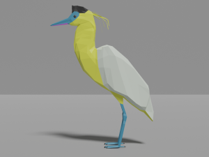 low poly capped heron Model 3D