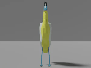 low poly capped heron 3D Model
