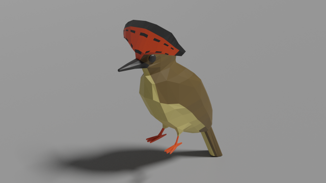 low poly royal flycatcher 3D Model .c4d .max .obj .3ds .fbx .stl .blend 