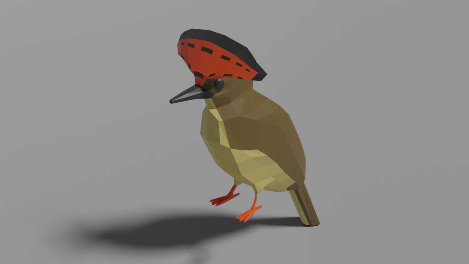 low poly royal flycatcher 3D Model .c4d .max .obj .3ds .fbx .stl .blend 