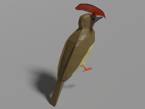 low poly royal flycatcher 3D Model