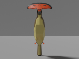 low poly royal flycatcher 3D Model