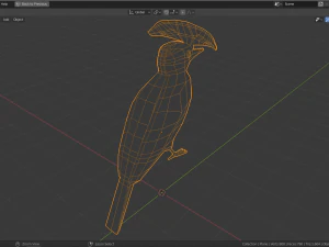 low poly royal flycatcher 3D Model