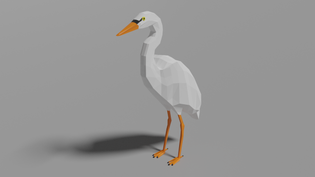low poly heron 3D Model .c4d .max .obj .3ds .fbx .stl .blend 