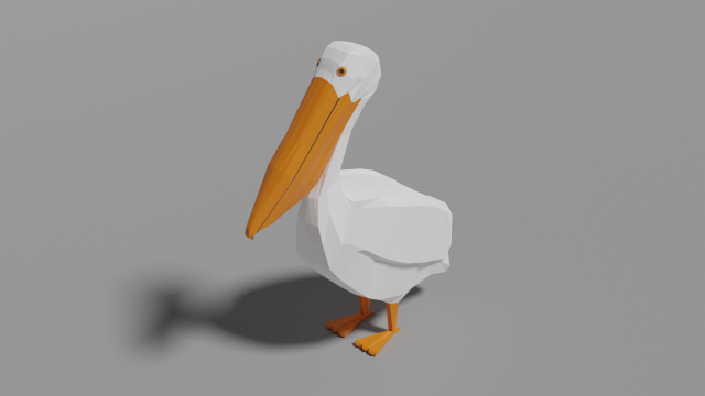 low poly pelican Model 3D .c4d .max .obj .3ds .fbx .stl .blend 