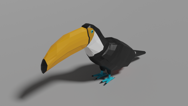 low poly toucan 3D Model .c4d .max .obj .3ds .fbx .stl .blend 