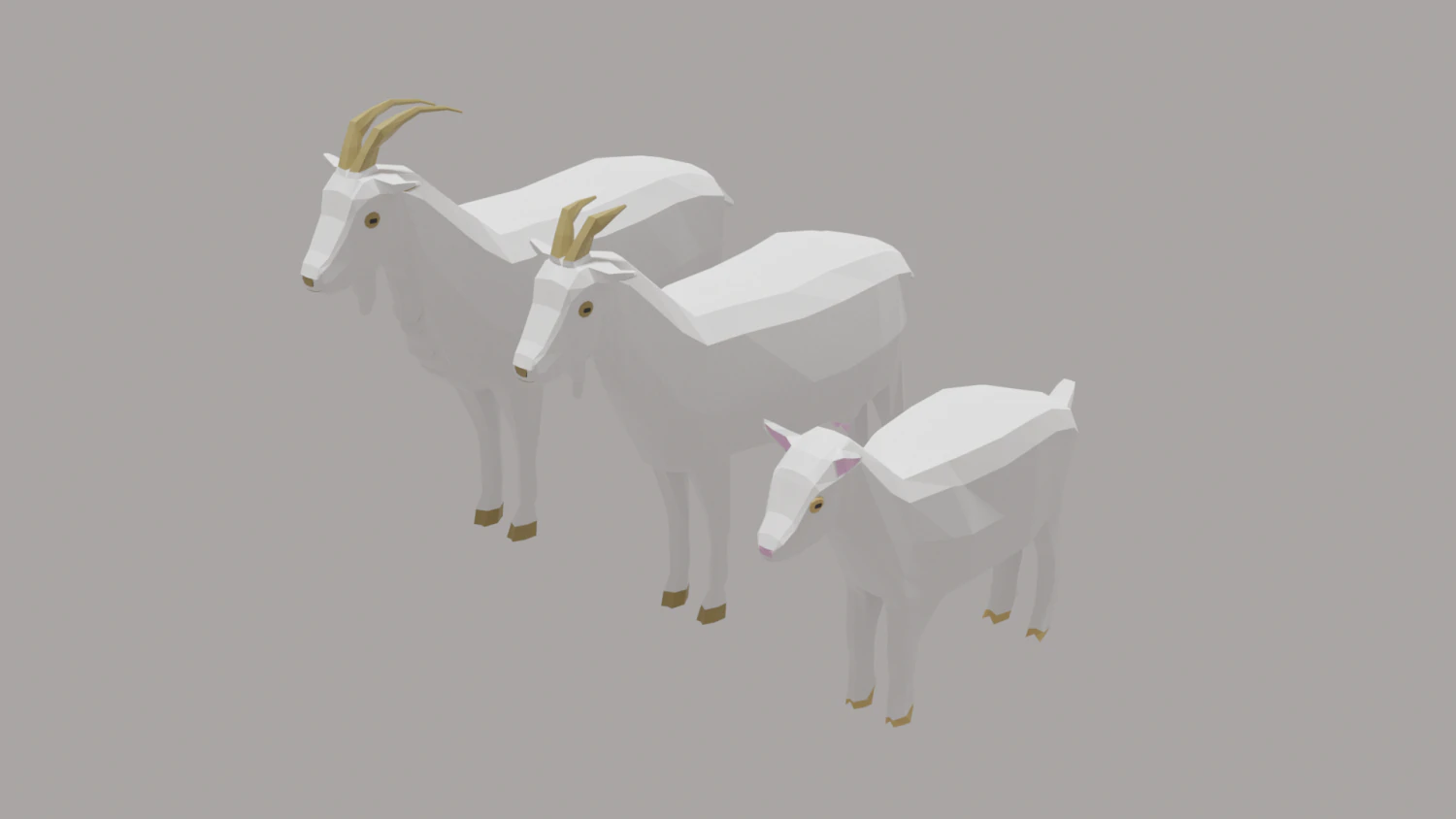 goat family pack 3D Model .c4d .max .obj .3ds .fbx .stl .blend 