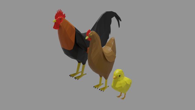 cartoon chicken collection pack 3D-Modell .c4d .max .obj .3ds .fbx .stl .blend 