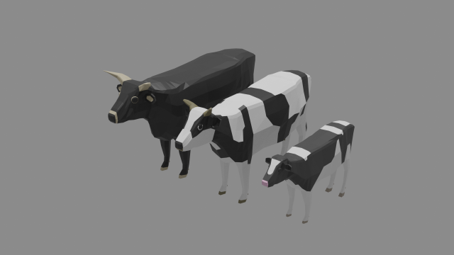cow family pack 3D 模型 .c4d .max .obj .3ds .fbx .stl .blend 