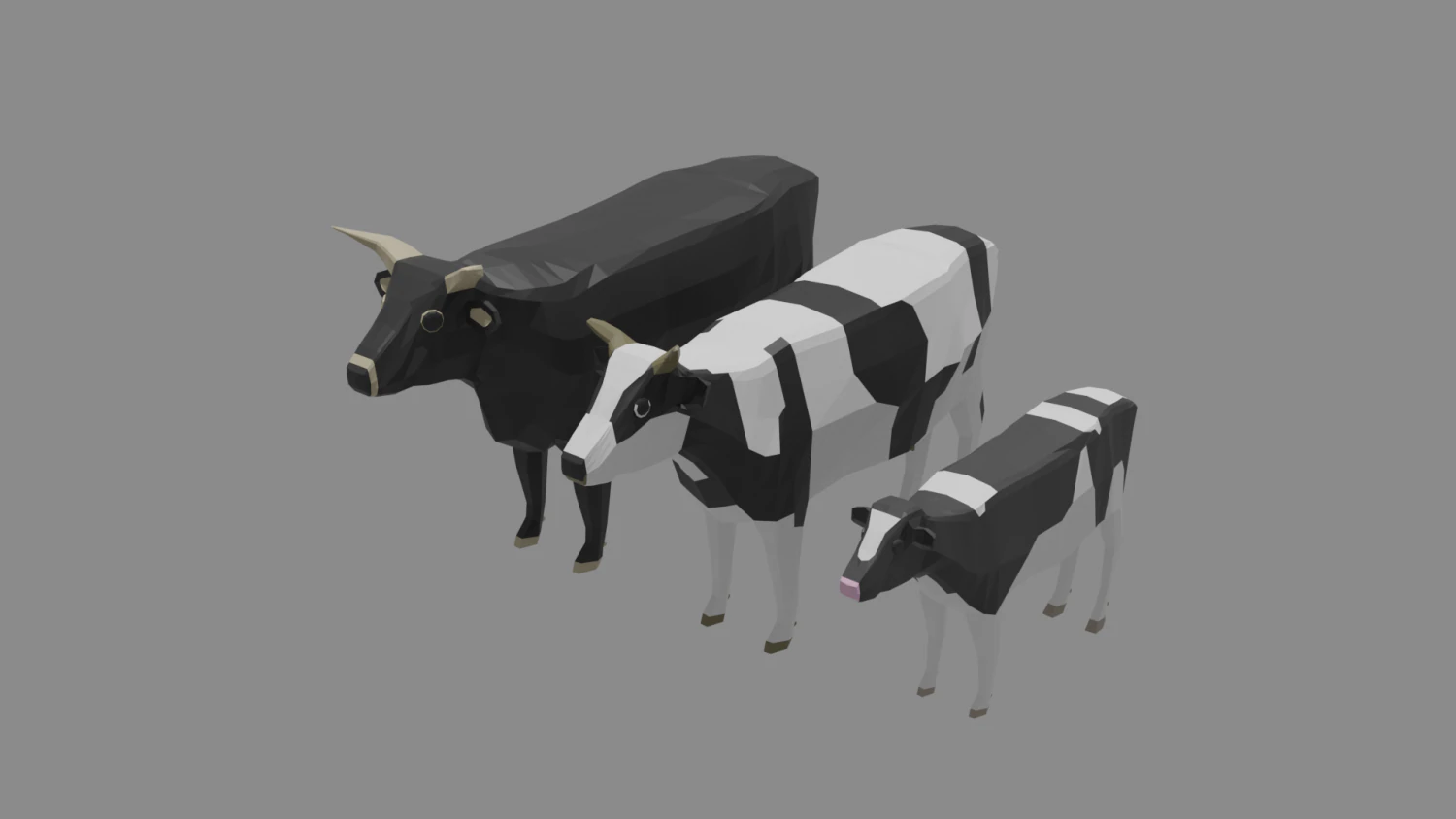 cow family pack 3D Model .c4d .max .obj .3ds .fbx .stl .blend 