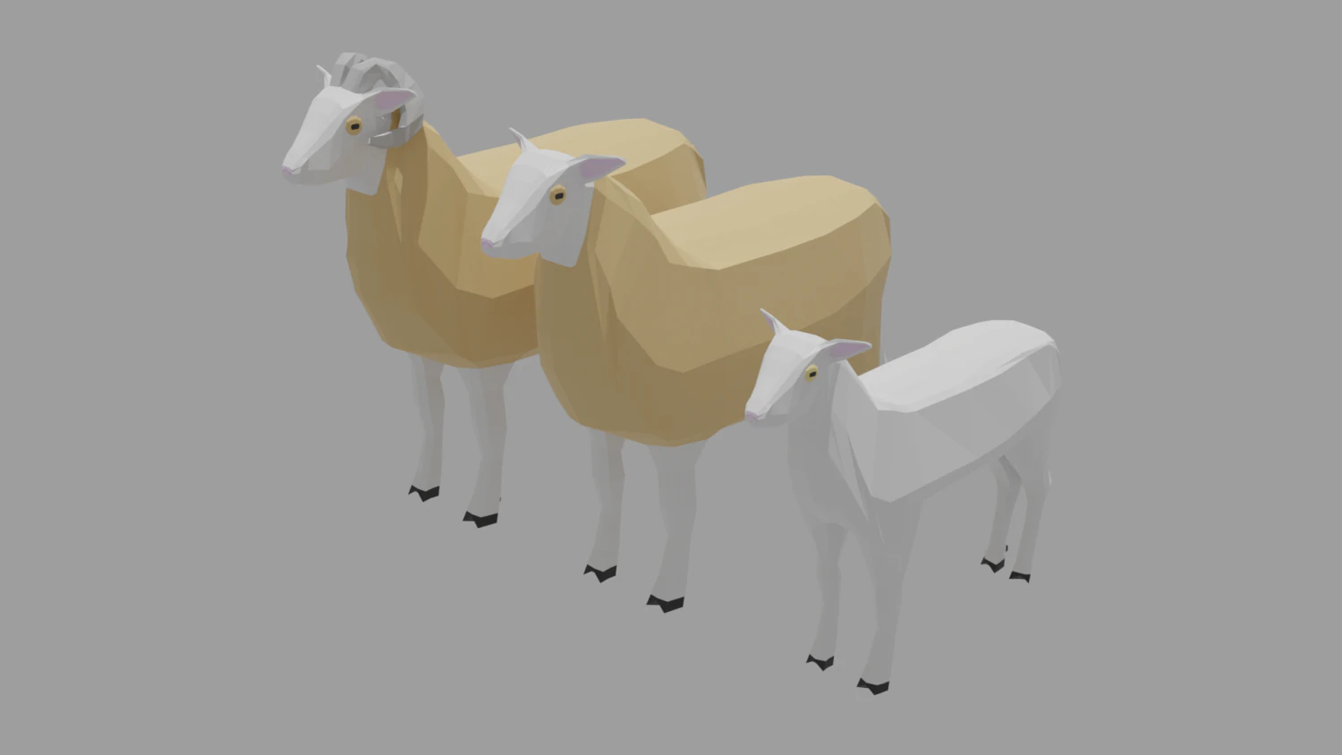 sheep family pack 3D Model .c4d .max .obj .3ds .fbx .stl .blend 