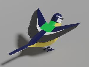 cartoon great tit 3D Model