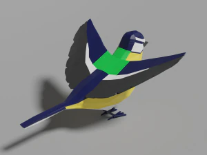 cartoon great tit 3D Model