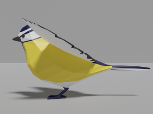 cartoon great tit 3D Model