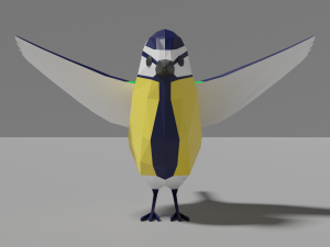 cartoon great tit 3D Model