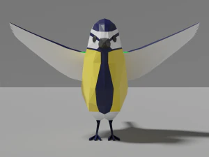 cartoon great tit 3D Model