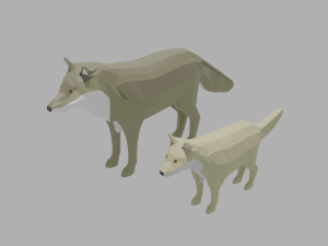cartoon wolf family 3D Model