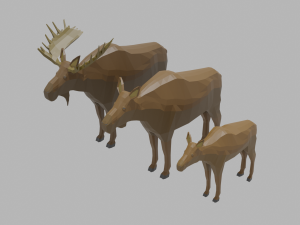 cartoon moose family 3Dモデル