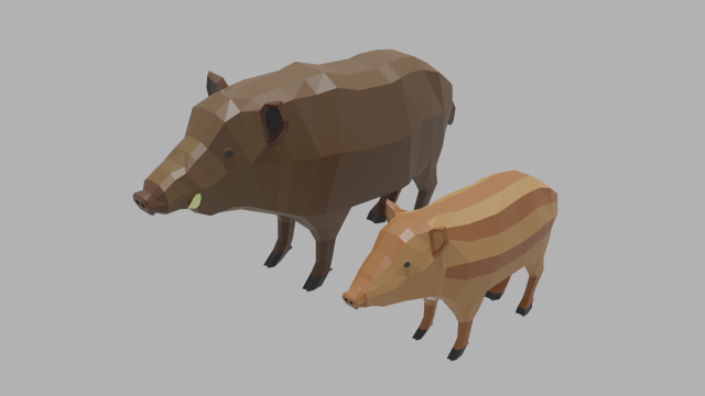 cartoon boar family 3Dモデル .c4d .max .obj .3ds .fbx .stl .blend 