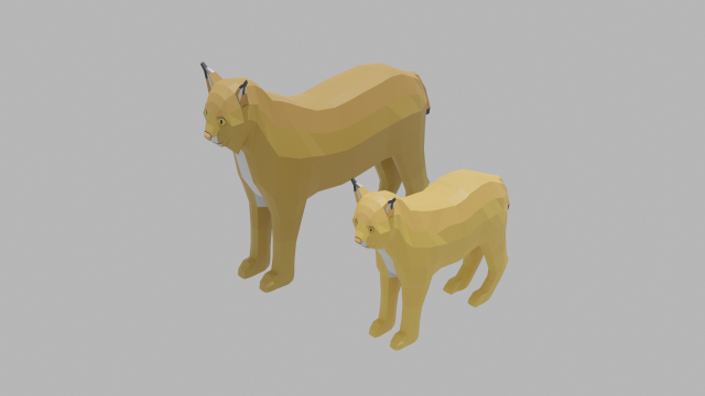 cartoon lynx family 3D 模型 .c4d .max .obj .3ds .fbx .stl .blend