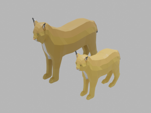 cartoon lynx family 3D-Modell