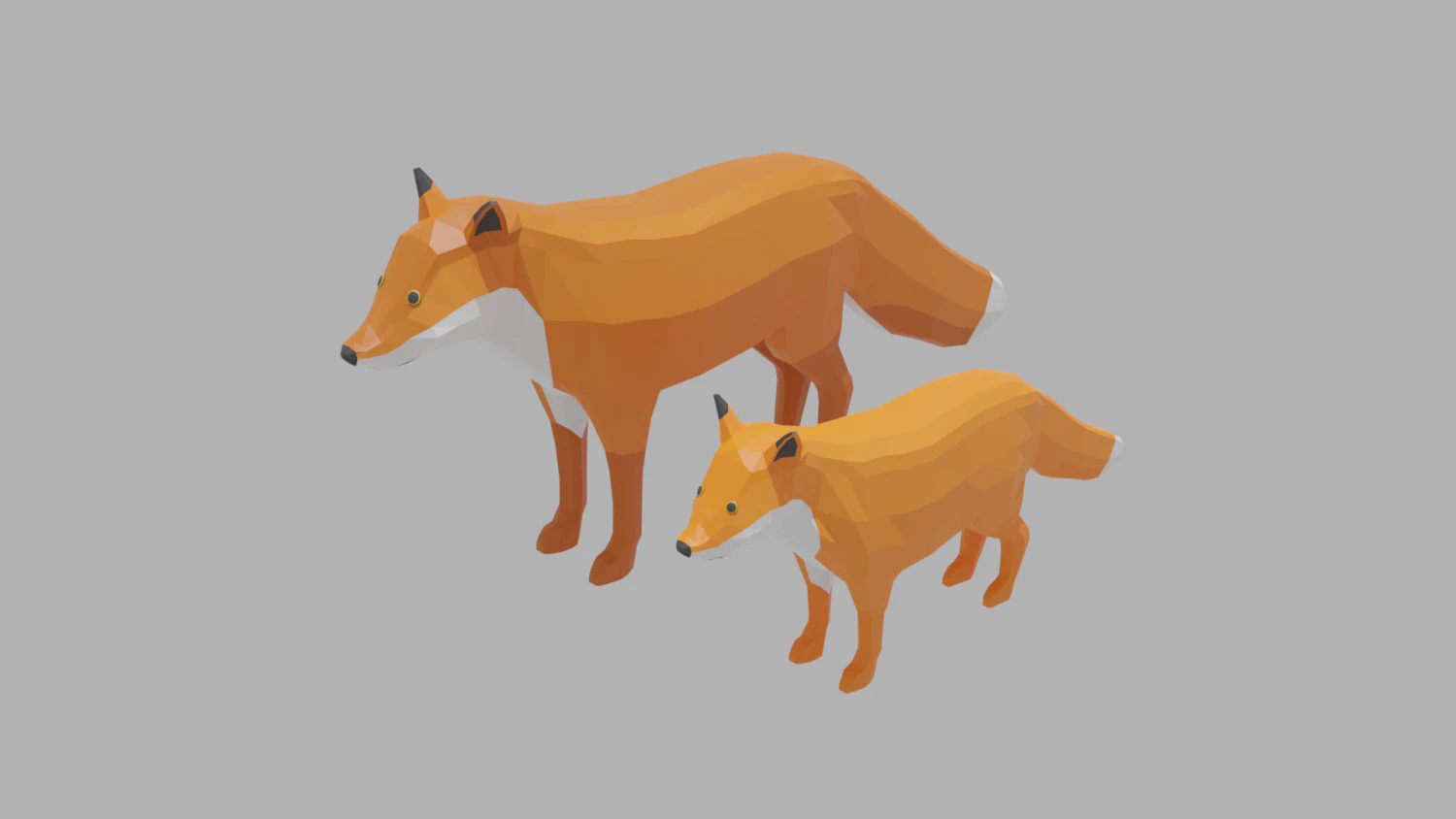 cartoon fox family 3D Model .c4d .max .obj .3ds .fbx .stl .blend 