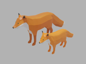 cartoon fox family 3D Model