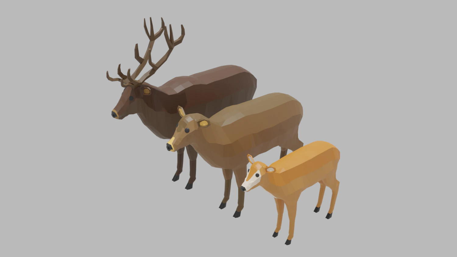 cartoon deer family 3D Model .c4d .max .obj .3ds .fbx .stl .blend 