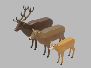 cartoon deer family 3D Model