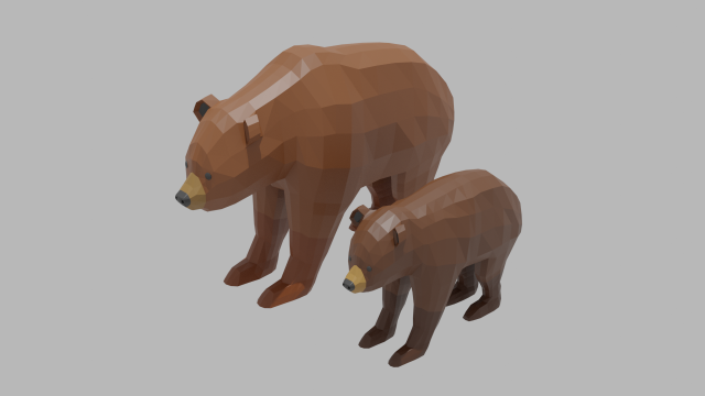 cartoon bear family 3D 모델 .c4d .max .obj .3ds .fbx .stl .blend 