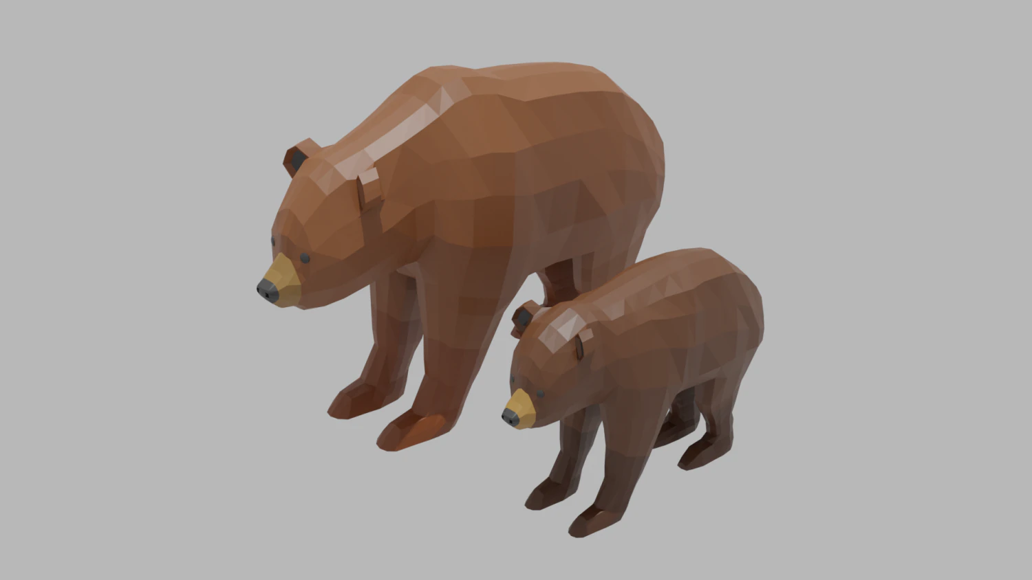 cartoon bear family 3D Model .c4d .max .obj .3ds .fbx .stl .blend 