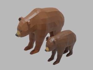 cartoon bear family 3D-Modell