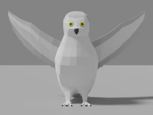cartoon snowy owl 3D Model
