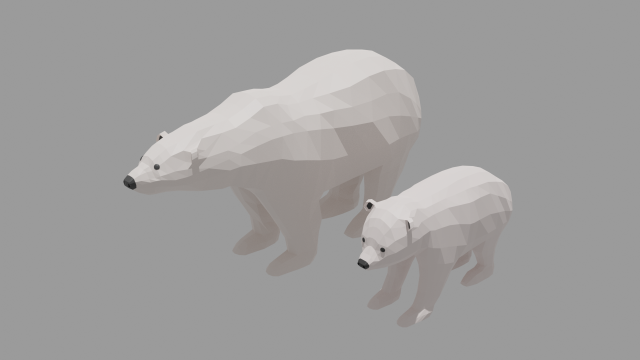 cartoon polar bear family Modelo 3D .c4d .max .obj .3ds .fbx .stl .blend 