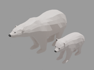 cartoon polar bear family 3D मॉडल