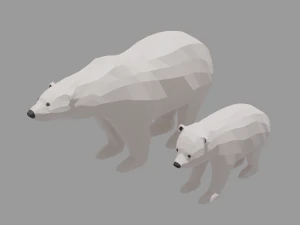 Cartoon-Eisb&auml;renfamilie 3D Modell