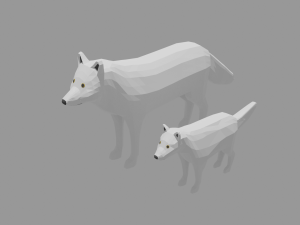 cartoon polar wolf family Modelo 3D