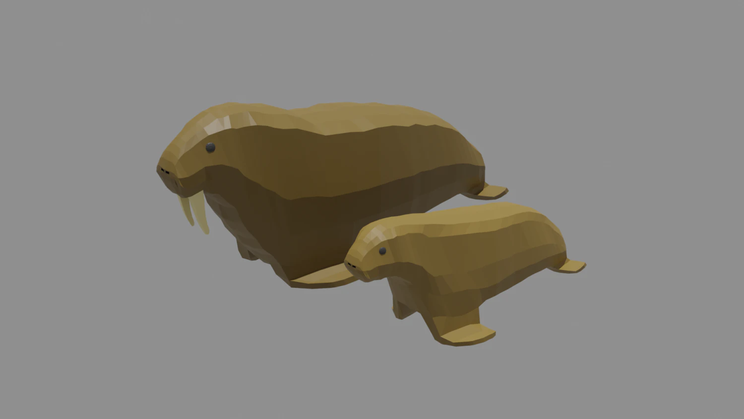 cartoon walrus family 3D Model .c4d .max .obj .3ds .fbx .stl .blend