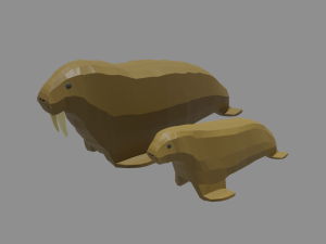 cartoon walrus family 3D Model