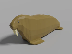 cartoon walrus family 3D Model